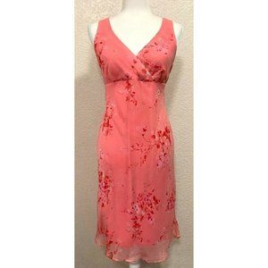 Johnnie M. Y2K Pink Floral Chiffon V-Neck Dress